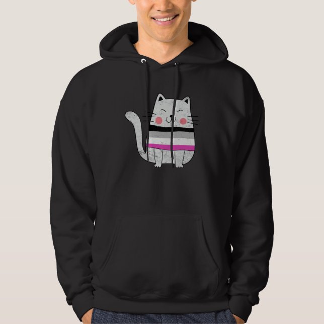 Asexual Flag LGBTQ Cats Pride Cat Hoodie (Front)