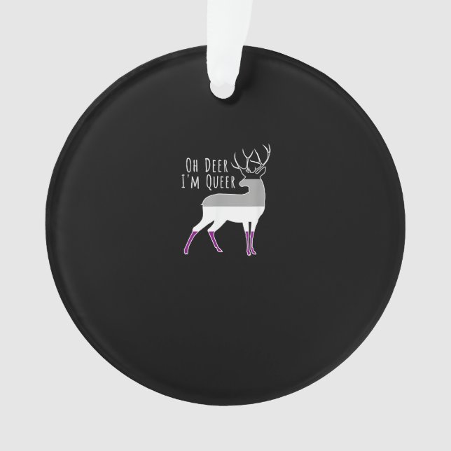 Asexual Flag Oh Deer Queer Pride Funny LGBT Design Ornament (Front)