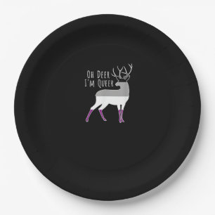 Asexual Flag Oh Deer Queer Pride Funny LGBT Design Paper Plate