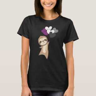 Asexual Flag Pride Lgbtq Balloon Hearts Sloth  1 T-Shirt