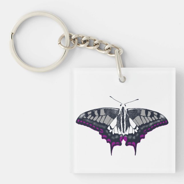 Asexual Flag Swallowtail Butterfly Key Ring (Front)