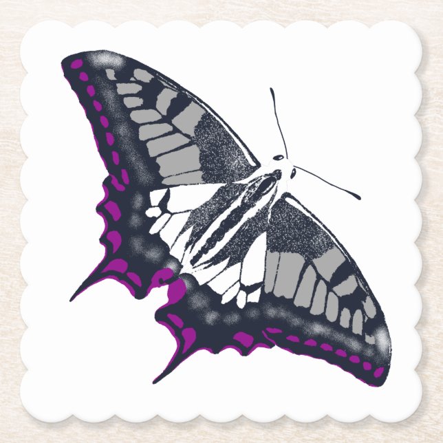 Asexual Flag Swallowtail Butterfly Paper Coaster (Front)