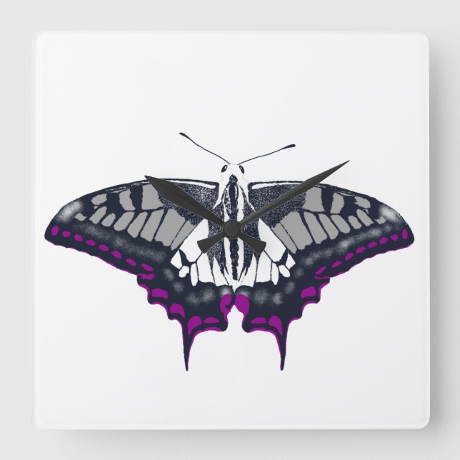 Asexual Flag Swallowtail Butterfly Square Wall Clock (Front)