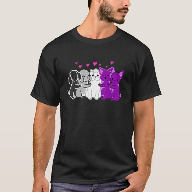 Asexual Fur Friends Cats Dogs Ace Lgbqa Pride Asex T-Shirt (Front)