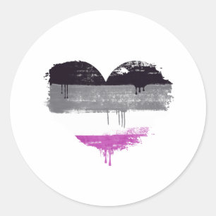 ASEXUAL HEART - ASEXUAL LOVE CLASSIC ROUND STICKER