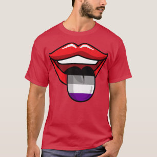 Asexual Lip Tongue LGBT-Q Cool Ace Pride Flag Colo T-Shirt