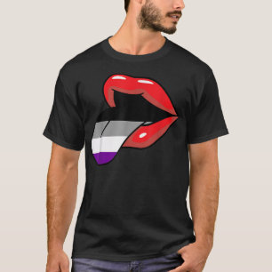 Asexual Lips And Tongue LGBT-Q Ace Pride Flag Colo T-Shirt