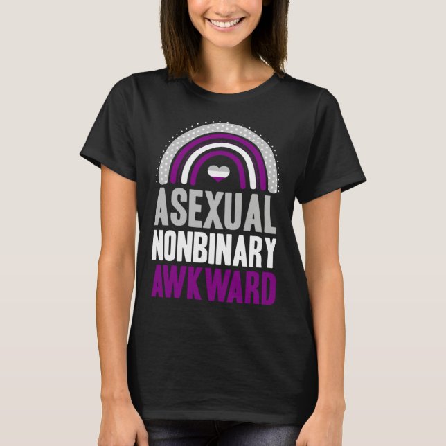 Asexual Nonbinary Awkward Asexual Pride Bohemian R T-Shirt (Front)