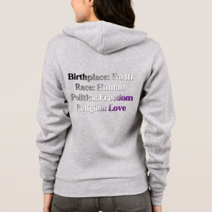 Asexual Pride - Birthplace: Earth. Race: Human Hoodie