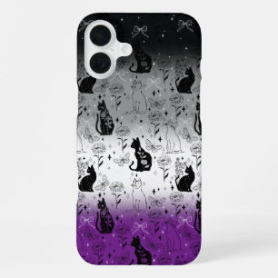Asexual Pride Black Cat - Mystical Witchy iPhone 16 Plus Case