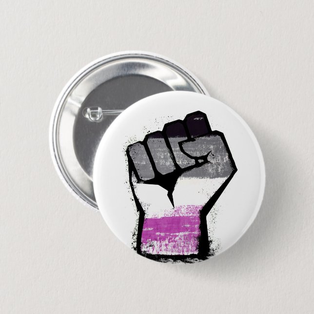 Asexual Pride Fist 6 Cm Round Badge (Front & Back)