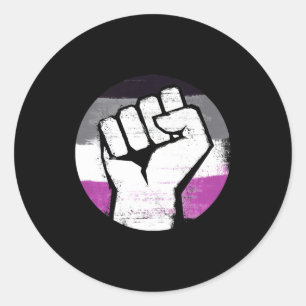 Asexual Pride Fist Circle Print Classic Round Sticker