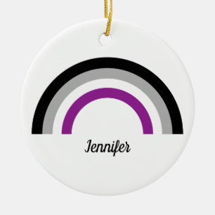 Asexual Pride Flag Rainbow Personalised Ceramic Tree Decoration