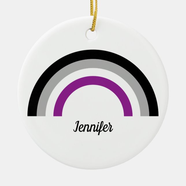 Asexual Pride Flag Rainbow Personalised Ceramic Tree Decoration (Front)