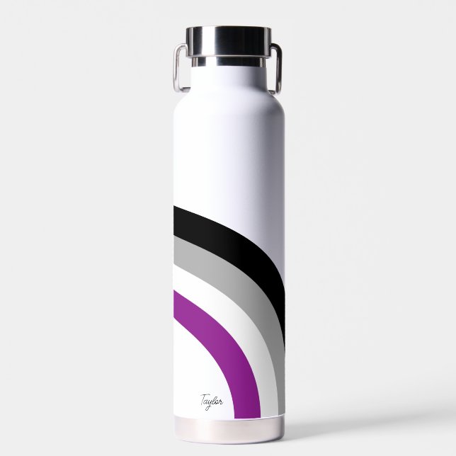 Asexual Pride Flag Rainbow Personalised Water Bottle (Front)