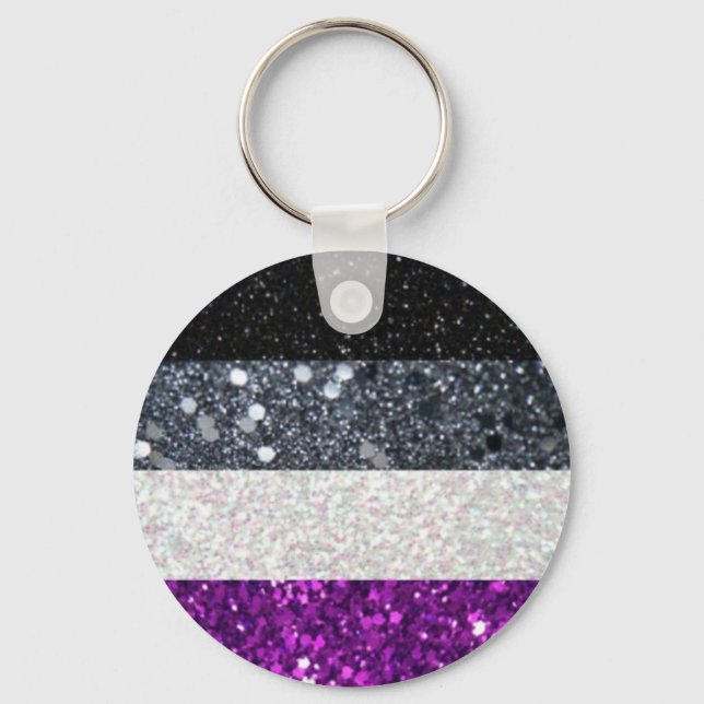 Asexual Pride glitter keychain (Front)