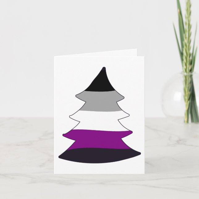 Asexual Pride Holigay Tree Holiday Card (Front)
