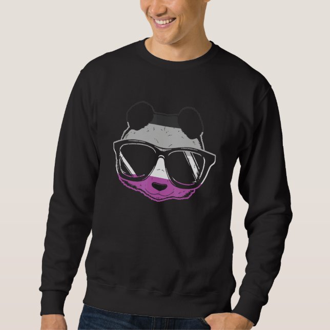 Asexual Pride Panda Asexual Flag Sunglasses Ace Pr Sweatshirt (Front)