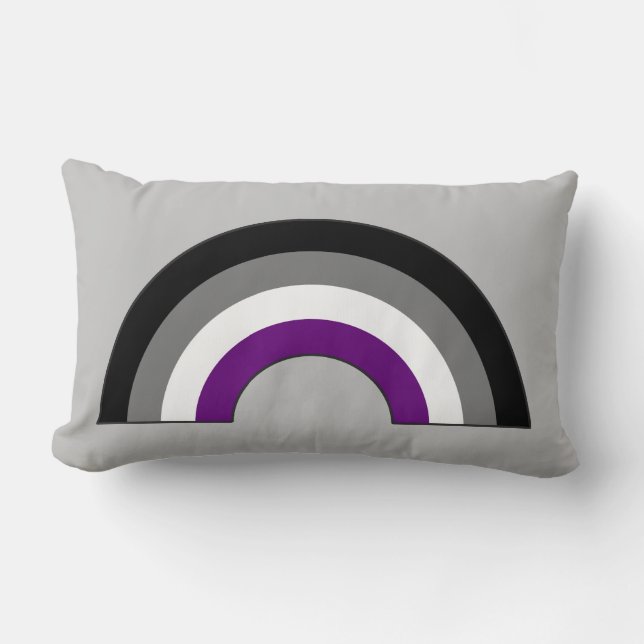 Asexual Pride Rainbow + Ace | Demi | Grey Lumbar Cushion (Front)
