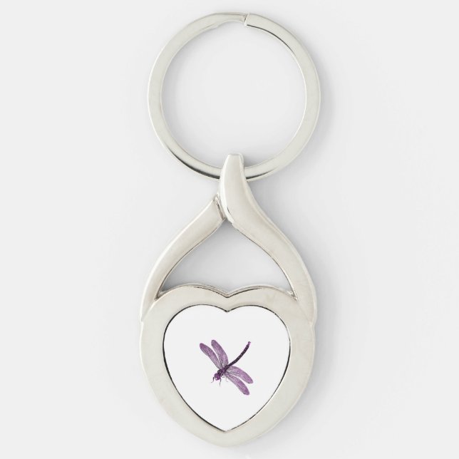Asexual Pride Vintage Dragonfly Art Key Ring (Front)