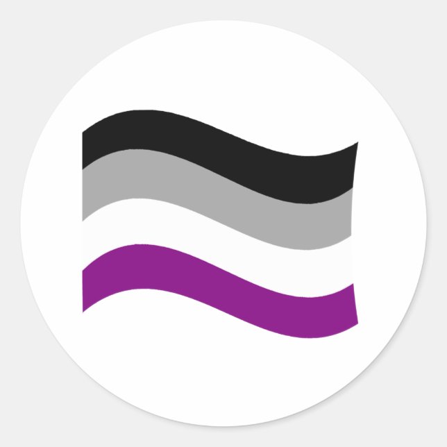 Asexual Pride Wavy Flag Classic Round Sticker (Front)