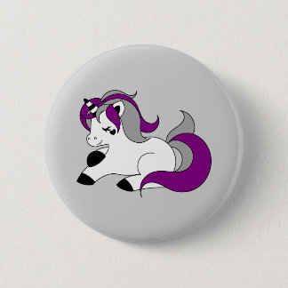 Asexual unicorn 6 cm round badge