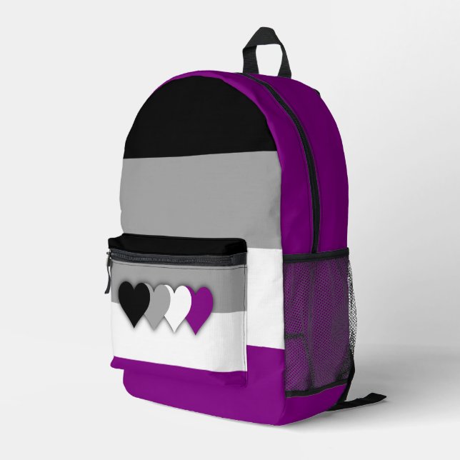 Asexuality flag  printed backpack (Back Corner Right)