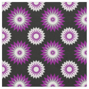 Asexuality pride colours / black flower pattern fabric