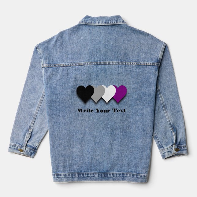 Asexuality pride hearts  denim jacket (Back)