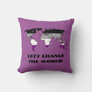 Asexuality Pride Map of The World Throw Pillow