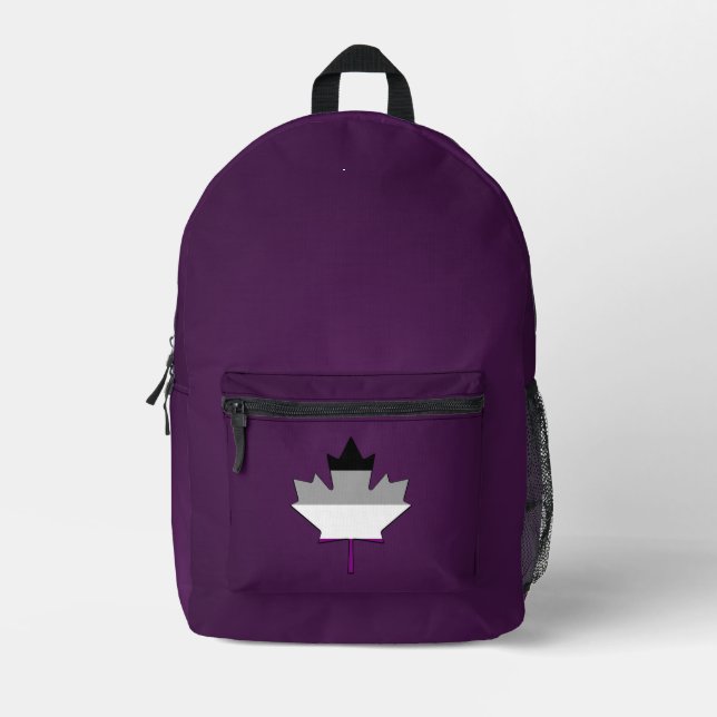 Asexuality pride maple leaf  printed backpack (Front)