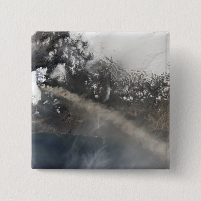 Ash and steam continue billowing 15 cm square badge (Front)