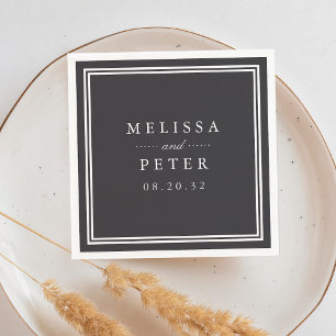 Ash Black Classic Personalised Wedding Napkin