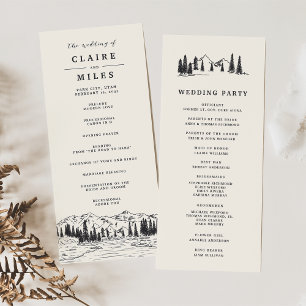 Ash Black Mountain Sketch Wedding Ceremony Programme