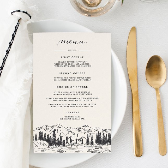 Ash Black | Mountain Sketch Wedding Menu (Creator Uploaded)