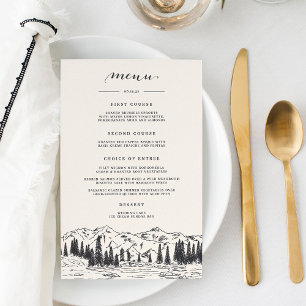 Ash Black   Mountain Sketch Wedding Menu
