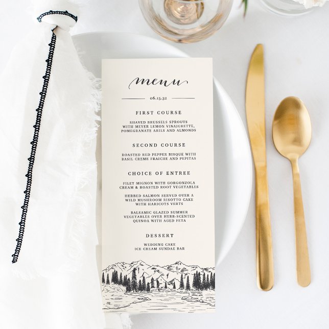 Ash Black | Mountain Sketch Wedding Menu (Creator Uploaded)