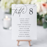 Ash Black   White | Table Number   Guest Names<br><div class="desc">Simple and chic table number cards in soft ash black and classic white make an elegant statement at your wedding or event. Design features handwritten calligraphy script lettering with your table number in classic numerals. Personalise with the individual names of the guests seated at the table.</div>