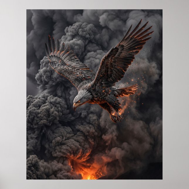 Ash Eagle Volcano Plume Canvas Poster (Front)