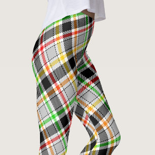 Ash Gray Black Multicolour Flannel Plaid Tartan Leggings