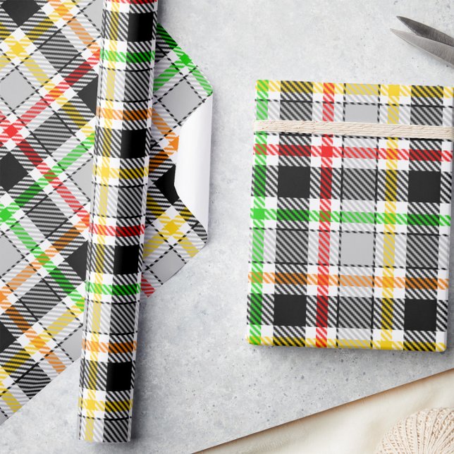 Ash Gray Black Multicolour Flannel Plaid Tartan Wrapping Paper (Creator Uploaded)
