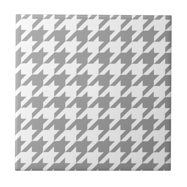 Ash Grey and White Houndstooth Check Tile (Front)