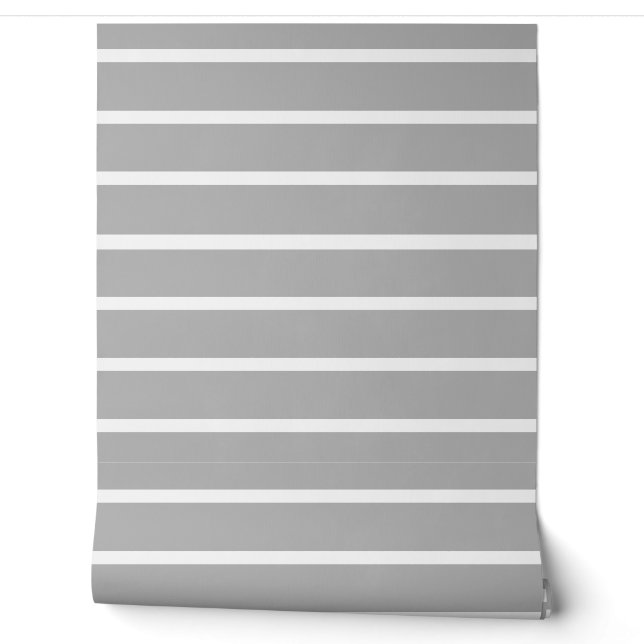 Ash Grey and White Stripes Design Wallpaper (Unrolling)