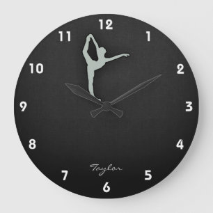 Ash Grey Ballet Dancer Large Clock