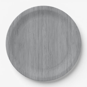 Ash Grey Bamboo Wood Grain Look Paper Plate
