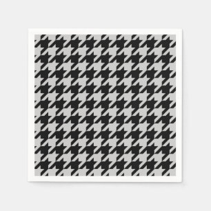 Ash Grey Black Houndstooth Check Napkin