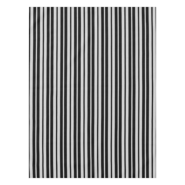 Ash Grey Black Vertical Stripes Pattern Tablecloth (Front)