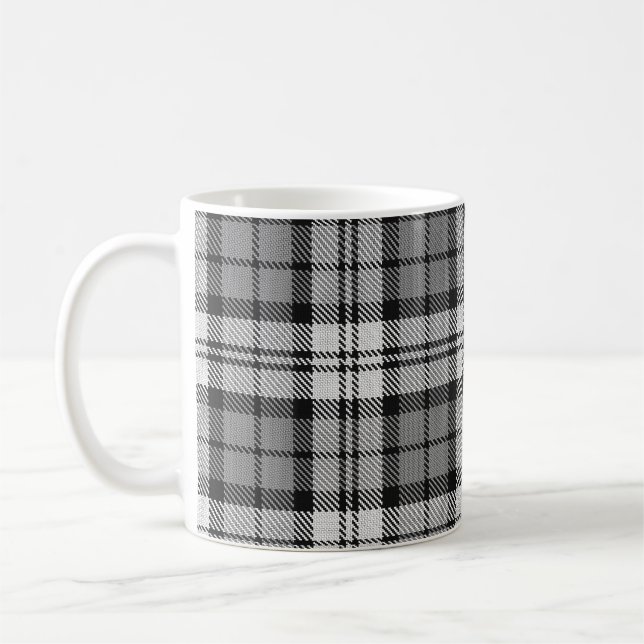 Ash Grey Blackwatch Campbell Tartan Plaid Coffee Mug (Left)