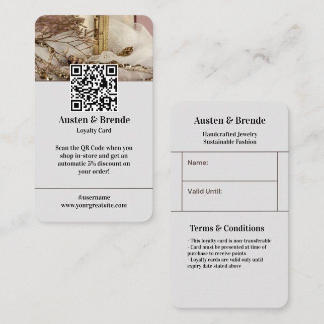 Ash Grey Brown Loyalty Card - Photo-Centric (Front/Back)