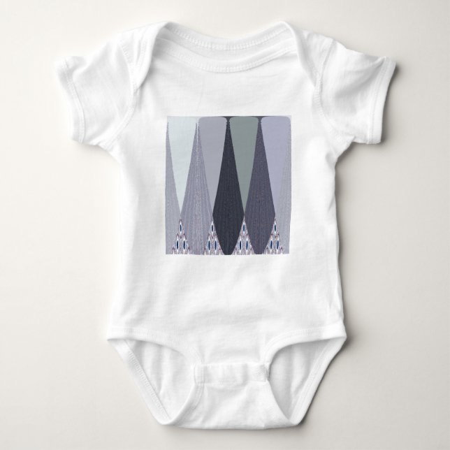 Ash Grey Chevron Dots Art Print Baby Bodysuit (Front)